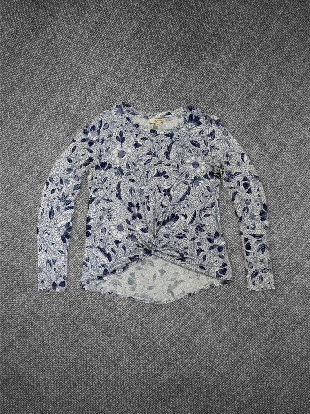 Style & Co Blue Floral Twist Front Top